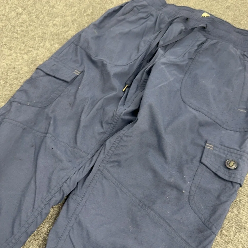 LL Bean Cargo Pants Womens XS Blue Nylon Spandex Fleece Lined Hiking Gorpcore